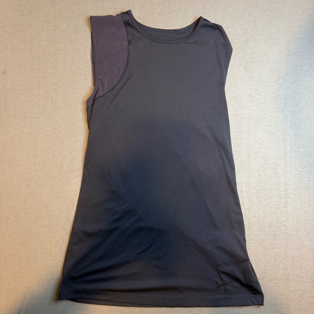 Nike Dri-FIT Sleeveless Training Top Gray Mesh Shoulder Tank Women's Small gym